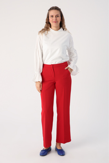 ALLDAY Red Pocket Wide Leg Trousers