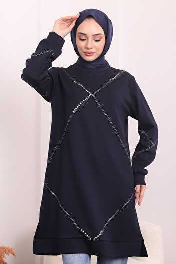 İmajButik Μπλε ναυτικό κεντημένο τουνίκ Oysh
