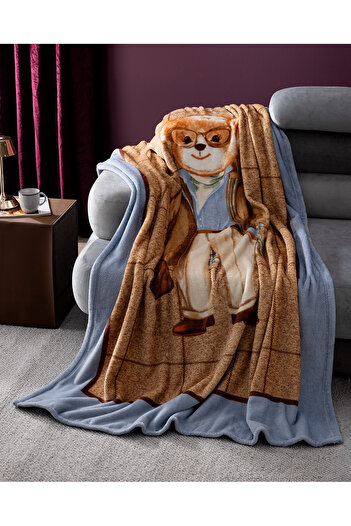 Madame Coco Rezay Bear Welsoft Fleece Printed Tv Blanket - Brown