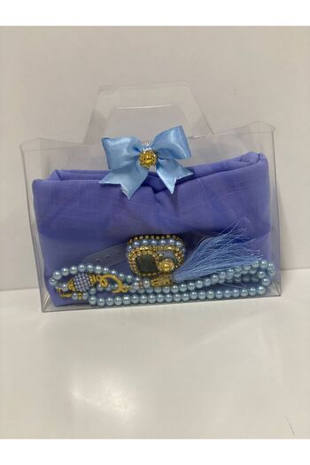 Azra 10-Pack Women's Umrah - Hajj Gift Set, Cotton Cheesecloth, Glass Pearl Prayer Beads and Stone Chanting
