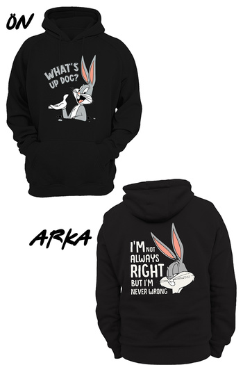 remonz Bugs Bunny εμπριμέ φλις κουκούλα - 3 κλωστές. Ανυψωμένο, με κουκούλα και πολύ χοντρό