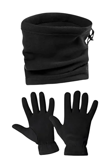 BTL STORE Black Fleece Neck Collar-Fleece Gloves Set of 2