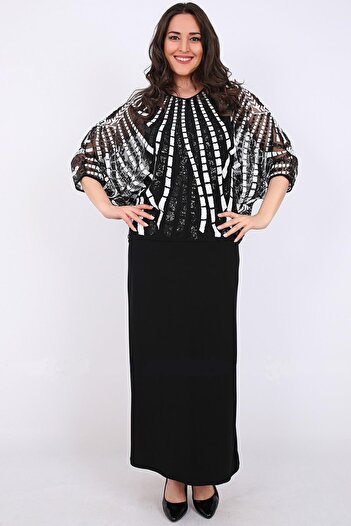 Ladies First Plus Size 2780 Black Blouse Dress Double Suit