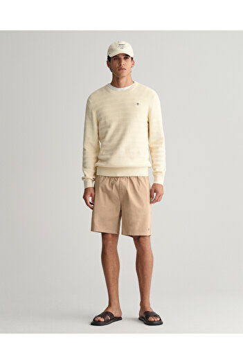 Gant Erkek Krem Regular Fit Bisiklet Yaka Kazak