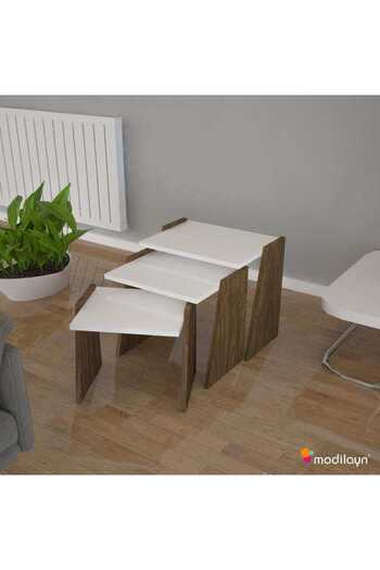 Modilayn Viva Zigon Sehpa Takımı High Gloss *ceviz - Beyaz