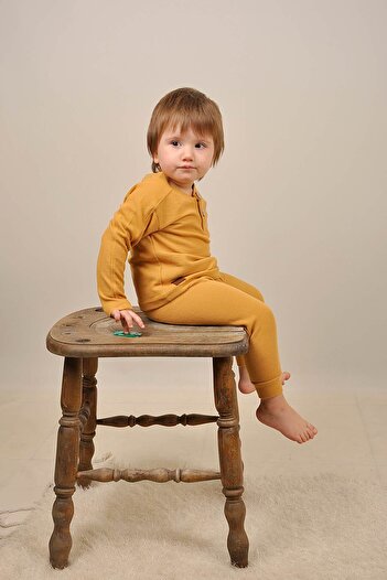Peki Add 5 Pay 4 Kids Waffle Cotton Leather Set - Gift with Wooden Buttons 15017