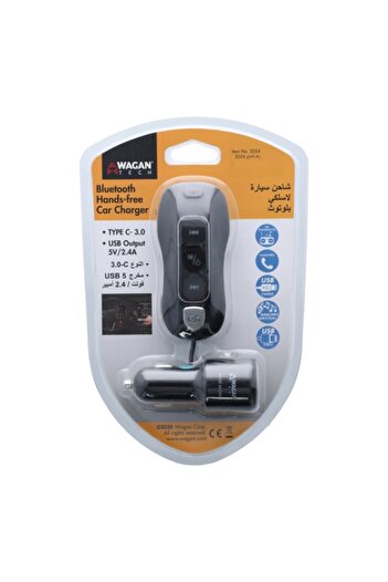 Wagan 5V/2.4A Slim and Sleek Hands-Free Bluetooth Car Charger