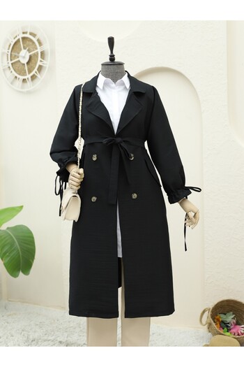 Modamorfo Black Cap with Lace-Up Sleeve and Belt