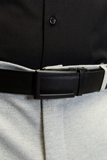 derikem Black Classic Men's Belt - 100% Genuine Buffalo with Buckle and No Holes