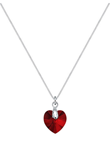 ELLI Necklace Glamorous Red Heart with Crystals in 925 Sterling Silver