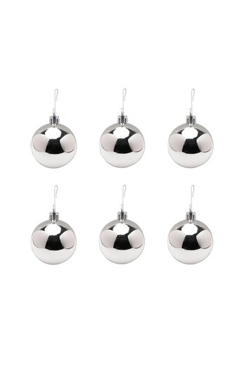 Parti Adresi Christmas Ornament Silver Color Pine Tree Ball - 4 Cm, Box of 6
