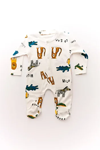 LAVORE Unisex Baby 100% Cotton White Safari Jumpsuit