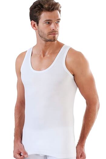 PİERLES 6 Pieces of White Men's Undershirt, 100% Cotton Men's Combed Cotton Undershirt