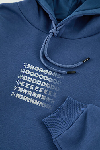 Trendyol Collection Φούτερ Indigo Fleece - Υπερμεγέθη, Ζεστό, TMNAW24SW00201