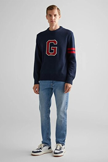 Gant Men's Navy Blue Relaxed Fit Sweater