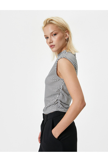 Koton Zero Sleeve Stand Collar T-Shirt