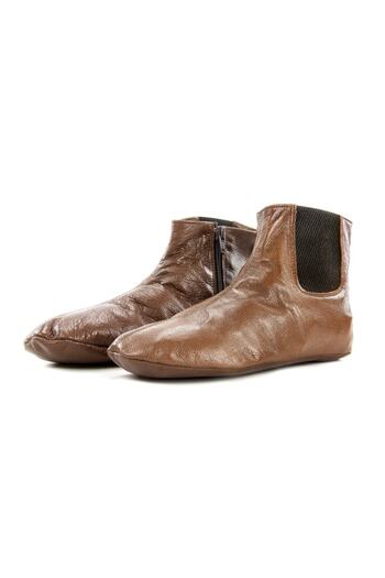 Akdam Mest Socks Goat Skin Elastic Zippered Ablution Socks Brown