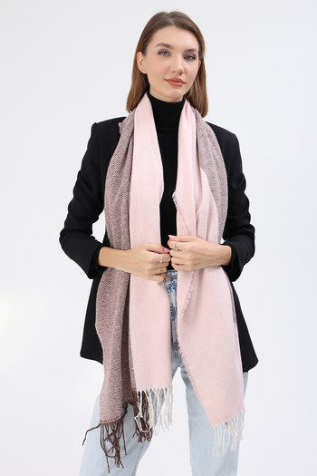 REMSA Pink Fish Back Patterned Shoulder Shawl - 60X190 cm 3803 Scarfs