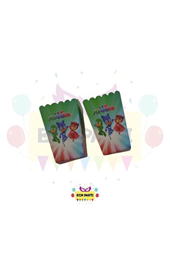 ECM PARTI Pijamaskeliler Themed Cardboard Popcorn Corn Box 8 Li - Birthday Party Set Supplies