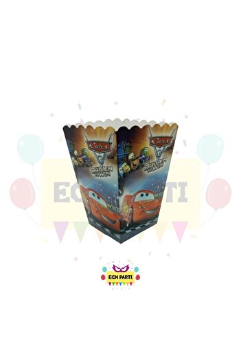 ECM PARTI Cars Cars Themed Cardboard Popcorn Corn Box 8 Li - Birthday Party Set Supplies