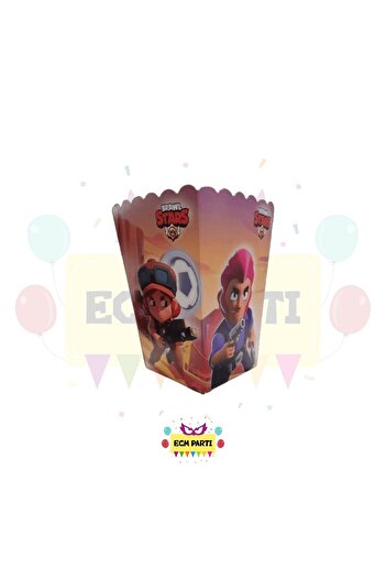 ECM PARTI Brawl Stars Themed Cardboard Popocorn Corn Box 8 Li Birthday Party Set Supplies