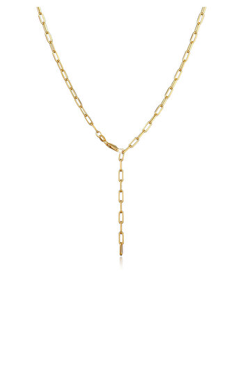 ELLI Colier de damă cu lanț în Y, oval, gros, atemporal, din argint sterling 925 placat cu aur