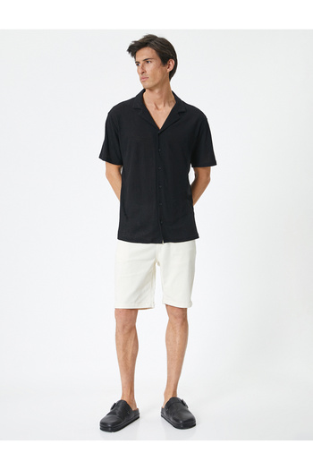 Koton Chino Fabric Slim Fit Shorts - Buttoned Pocket Layered Leg