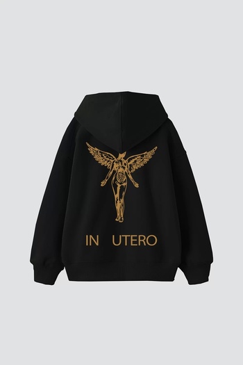 Sekizbiraltı Unisex Nirvana Oversize Black Hoodie - Back Printed