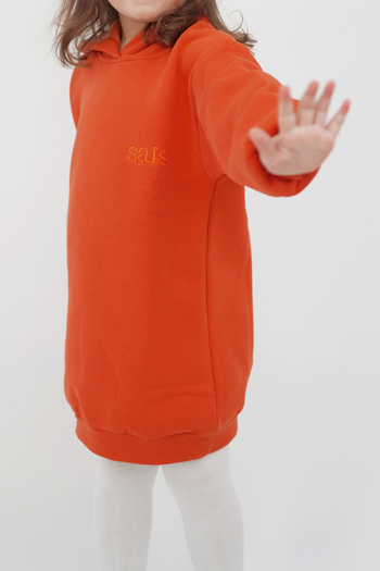 SAİS Fashion Kız Çocuk Kapüşonlu Oversize Hoodie Elbise - Uç Iplik - Elbise (2- 4 YAŞ)