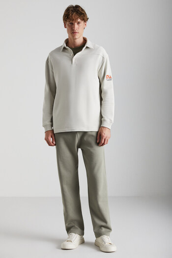 GRIMELANGE Onyeka Men's 100% Cotton Stone Color Sweatshirt