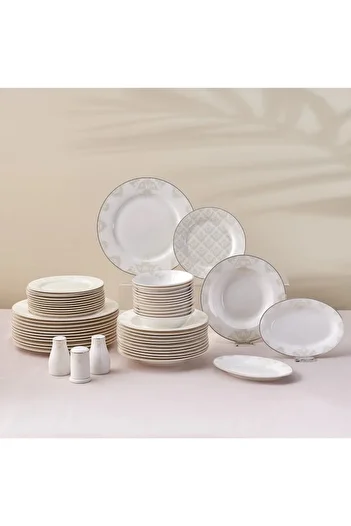 Karaca Elegance Bone Siena – 53-teiliges Esszimmerset für 12 Personen in Gold