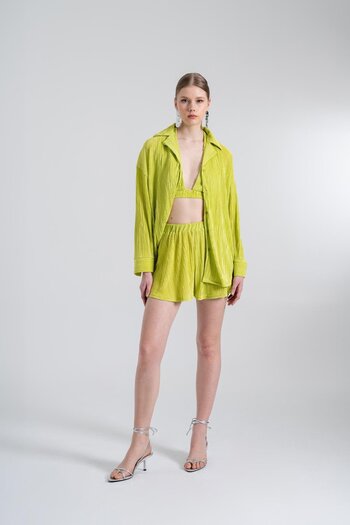HOLLY LOLLY Πράσινο άνετο oversize πουκάμισο