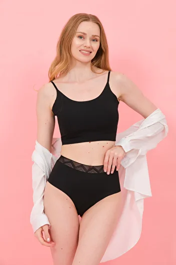 mellie Women's Laser Cut Lace High Waist Bikini Panties