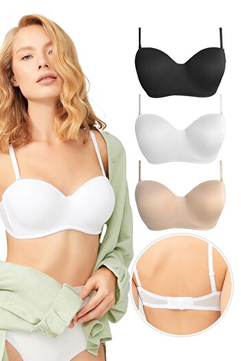 Cottonhill Sutien fără bretele, fără căptușeală, cu sârmă, pachet de 3