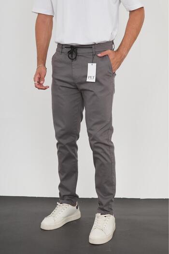 MODA Smoked Color Belt Detail Gabardin Jogger Pants