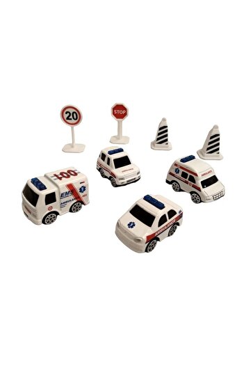 SmartFox Oyuncak Ambulans Araba Seti - 8 Parça - Metal