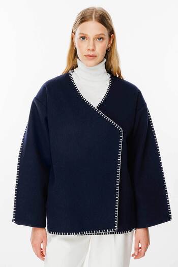 Hooopstore Premium ραμμένο μπουφάν Navy Blue Cashew