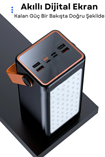 TECHNOMEN 50,000 Mah Dijital Göstergeli 22.5w Pd Hızlı Şarj Işıklı Kamp Powerbank 5.0