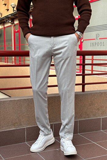 inpool Men'S, Elastic Waist, Diagonel Fabric, Old Money Culture, Double Leg, Regular Fit Pants 24Inp291