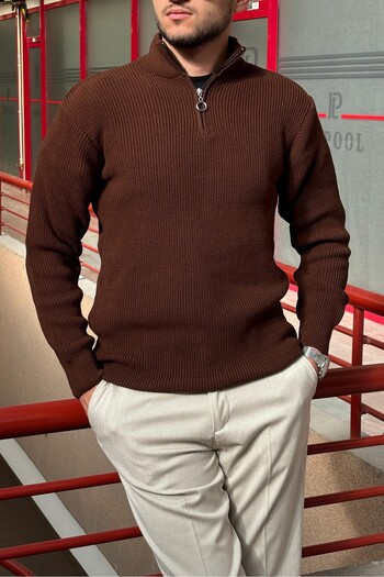 inpool Men's Winter Knitwear Sweater - Half Zipper, Stand Collar, Old Money Culture Pltk06