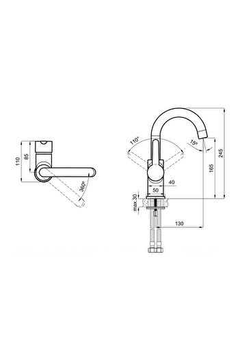 KALE Verde Rotating Pipe Washbasin Faucet