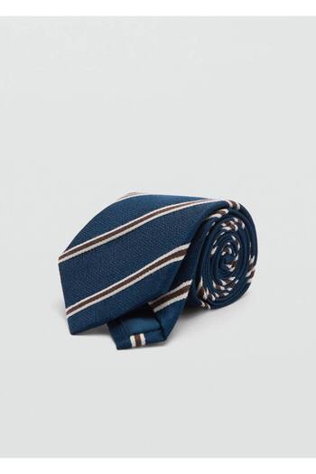 MANGO Man Striped Silk Cotton Tie