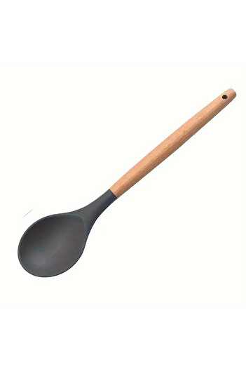 Righton 32 cm Bamboo Handle Silicone Serving Spoon