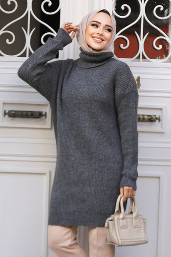 Neva Style Smoked Throat Hijab Knitwear Tunic - Sweater 20223Fu