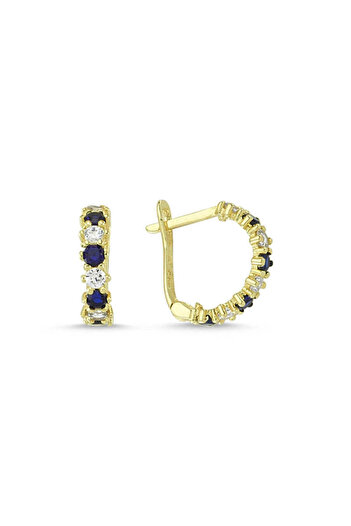 Sembol Gold Altın Çocuk Küpe 14 Ayar J Model Taşlı