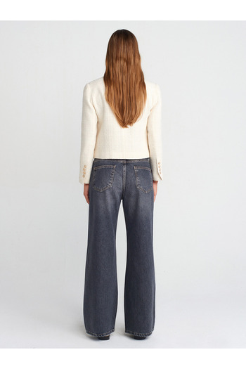 Dilvin 71736 Anthracite Wide Wideleg Denim Trousers