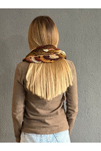 Gönülden Tasarım ΧΕΙΡΟΠΟΙΗΤΟ ΠΛΕΚΤΟ ΧΡΩΜΑ OMBRE ΣΧΕΔΙΟ ΣΑΛΙ ΛΑΙΜΟΥ ΓΥΝΑΙΚΕΙΟ ΣΑΛΙ ΦΟΥΝΤΑ ΣΑΛΙ