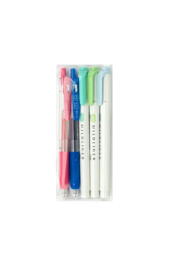 Zebra Japanese Manga One - Stylish Long Double Ended Mildliner and Sarasa Clip Set 3Pcs
