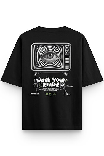 Overoz Μπλουζάκι Wash Your Brain Back Printed Semi Oversize 1258