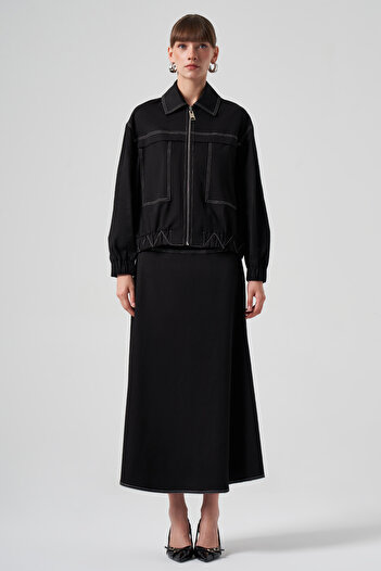 Nuss Black Short Jacket 6027 - Zippered
